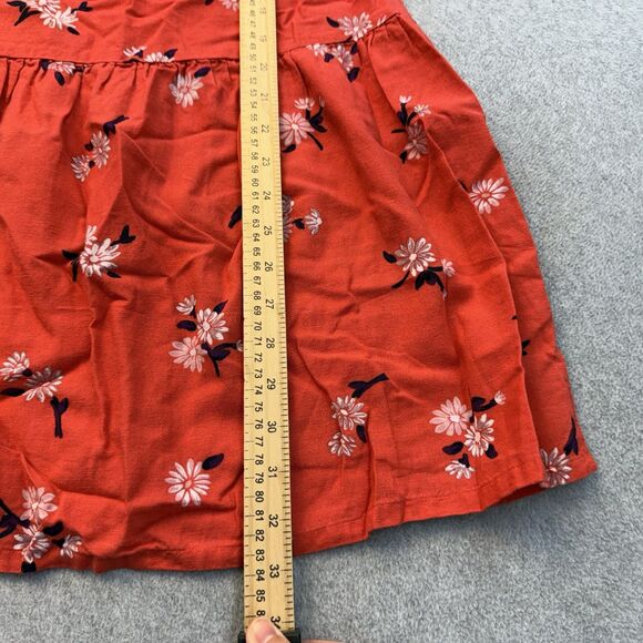 Old Navy Dress Girls Teens XL 14 Linen Blend Orange Pink Floral Cottage Core - Picture 5 of 7